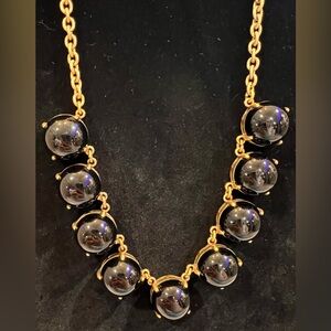 J.Crew vintage like signed, stunning 18k goldplated brass black bubble necklace.